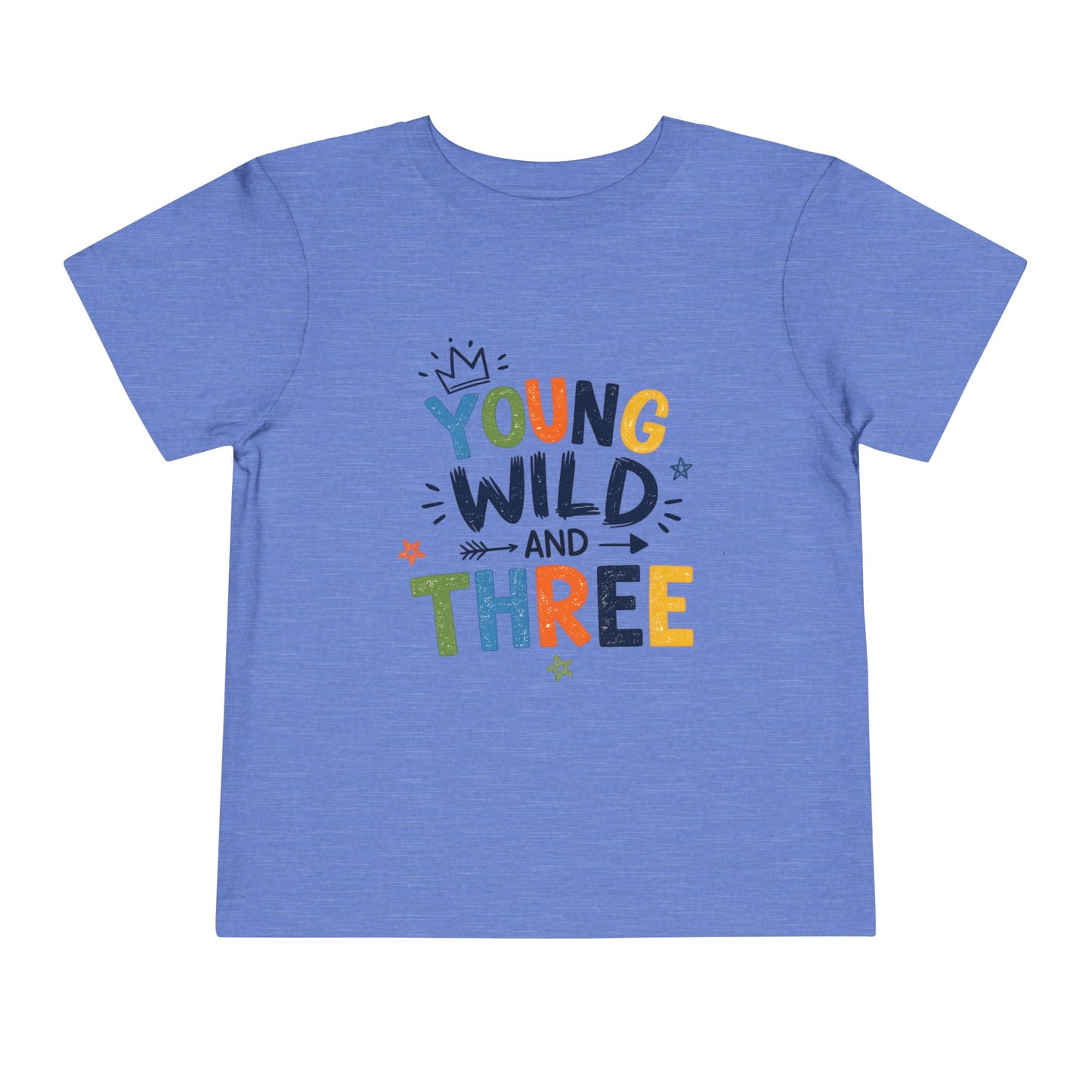 Young Wild and Three Birthday Shirt for Boys | Blue Third Birthday Tee