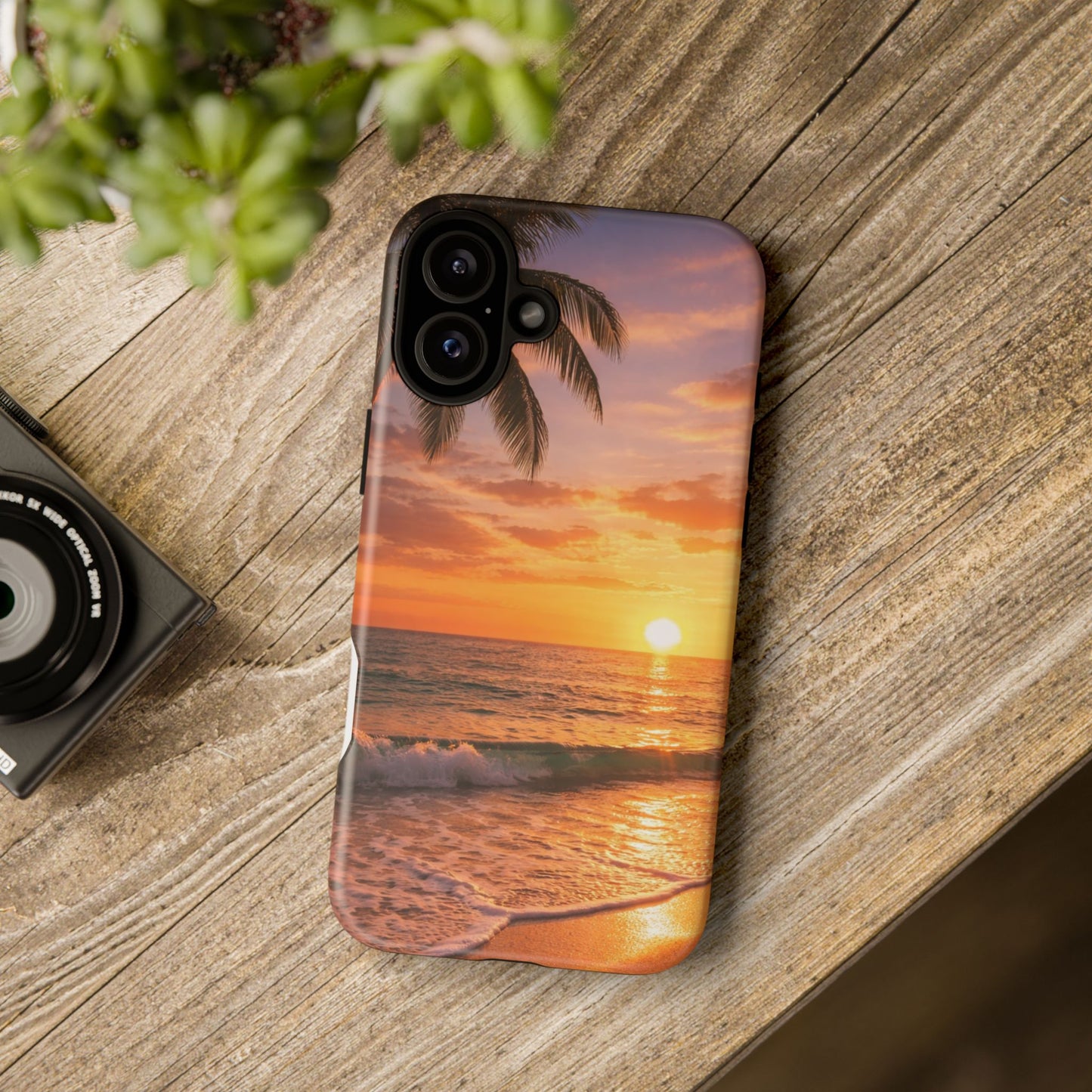 Golden Hour Beach Case — Tropical Palm Sunset Protective Case
