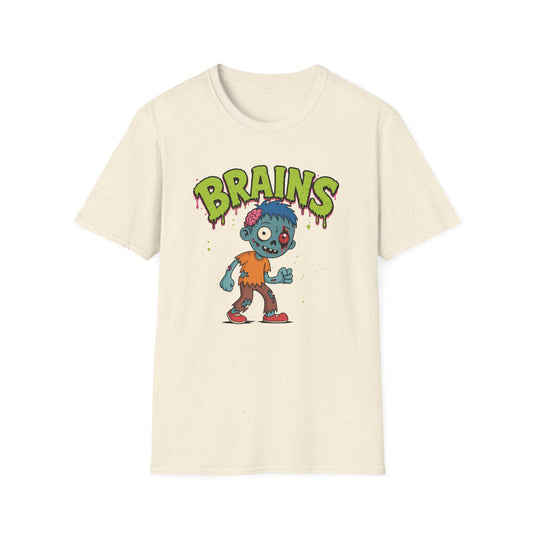 Brains Zombie Graphic Tee | Funny Halloween Shirt | Vintage Horror T-Shirt