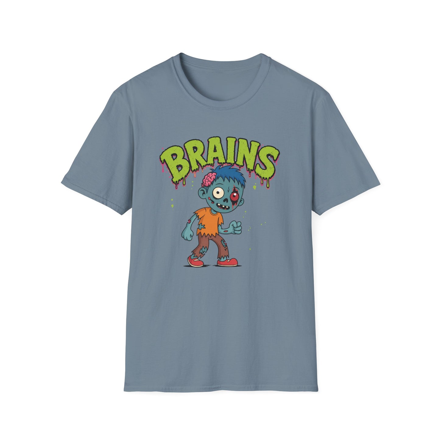 Brains Zombie Graphic Tee | Funny Halloween Shirt | Vintage Horror T-Shirt