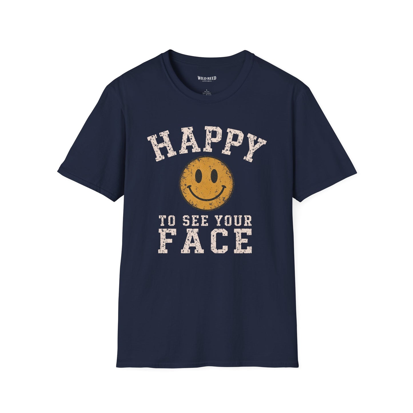 Happy to See Your Face Teacher Shirt | Back to School Tee | Retro Smiley Graphic T-Shirt