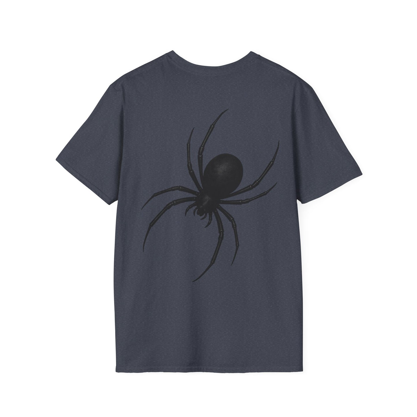 Black Spider T-Shirt – Stealth Halloween Front and Back Graphic Tee