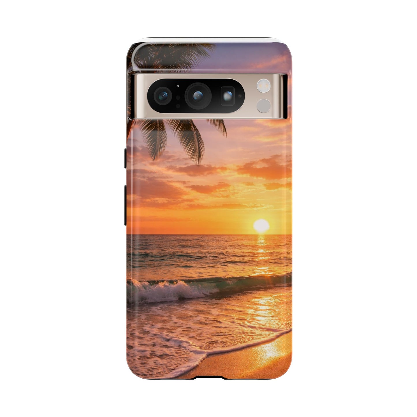 Golden Hour Beach Case — Tropical Palm Sunset Protective Case