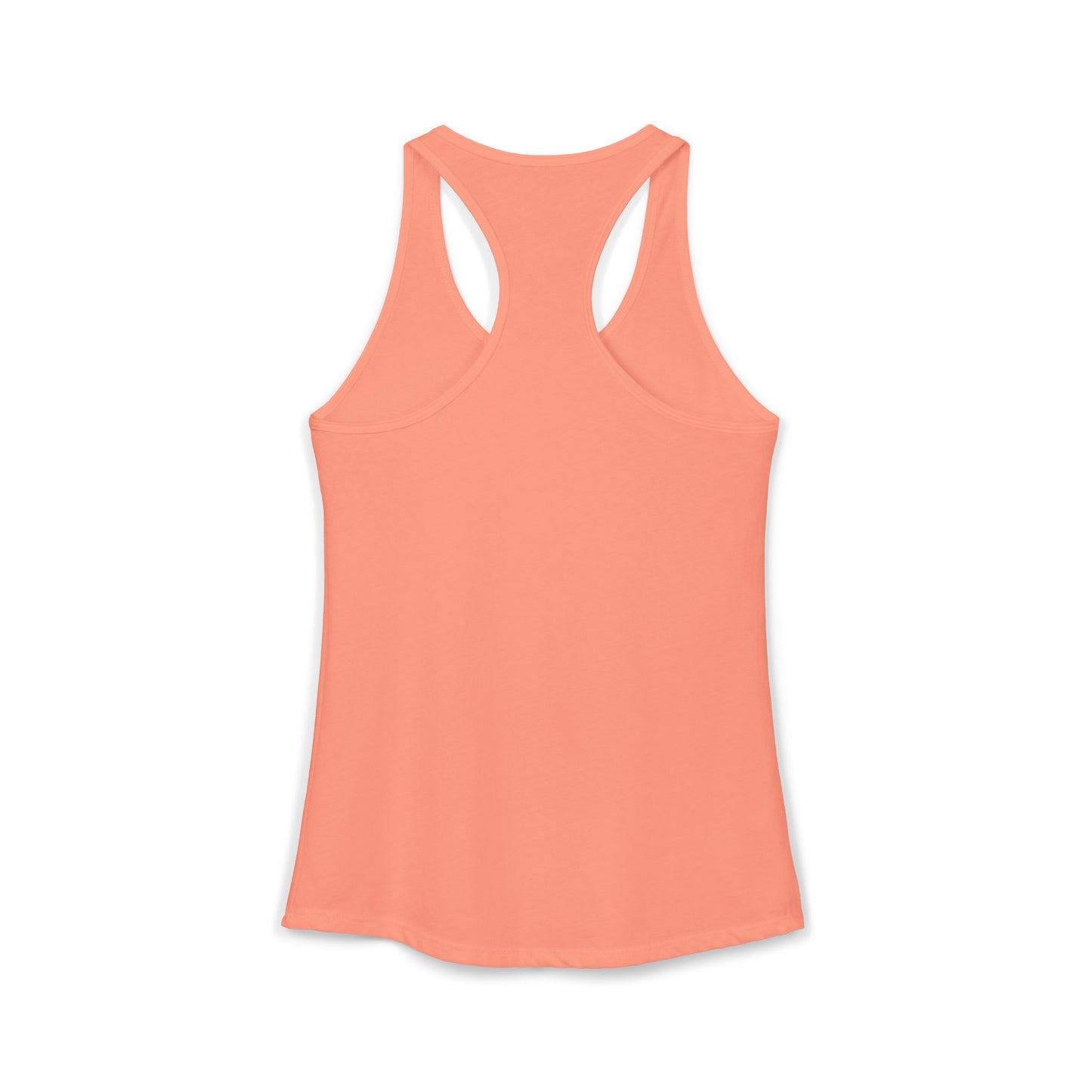 Back of coral racerback tank top on a white background