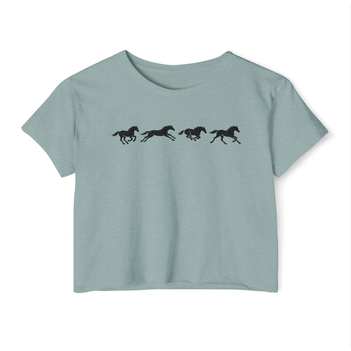 Running Horses Vintage Western Crop Top