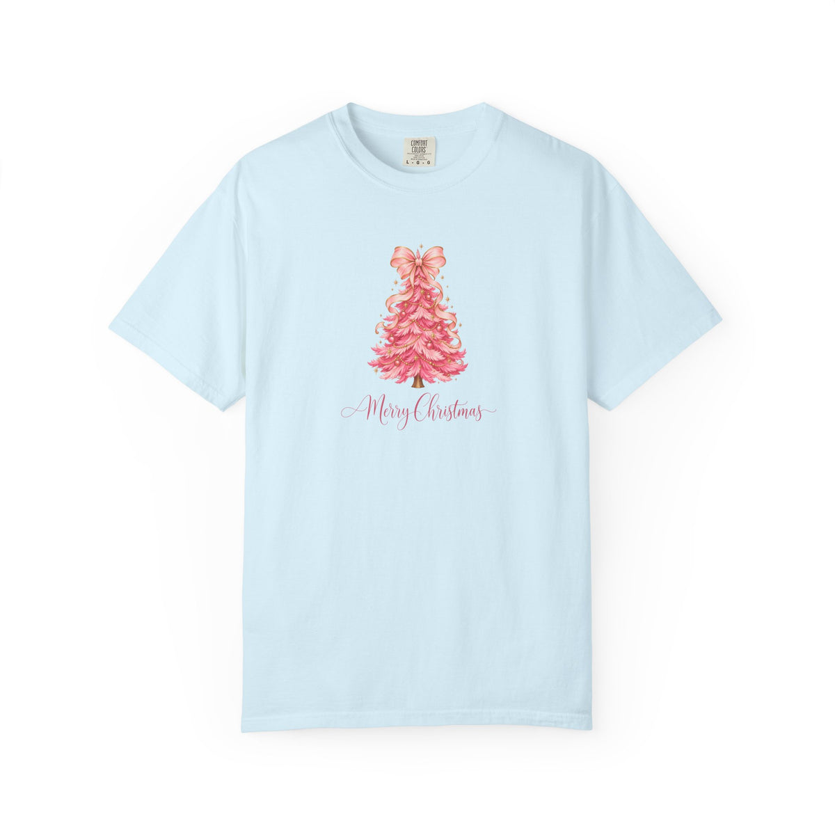 Pink Christmas Tree Graphic Tee | Merry Christmas Comfort Colors Shirt