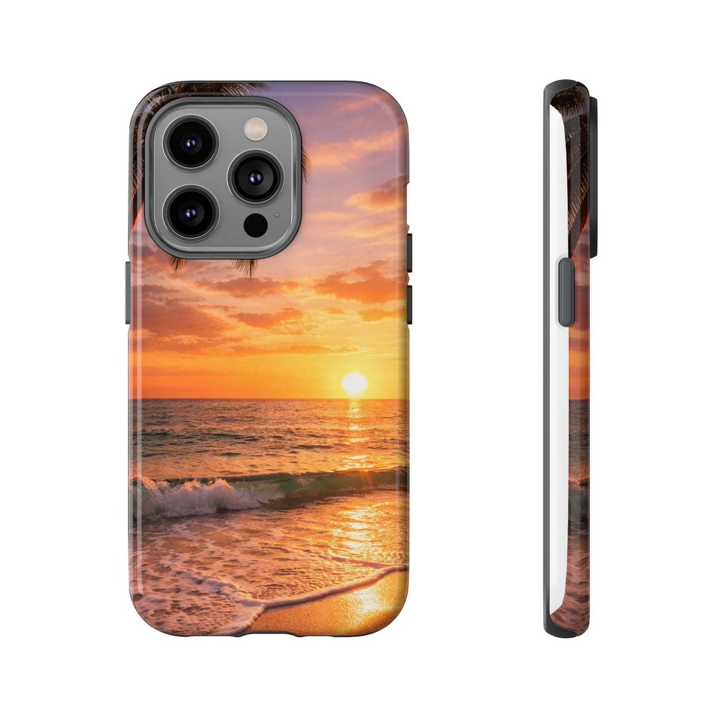 Golden Hour Beach Case — Tropical Palm Sunset Protective Case