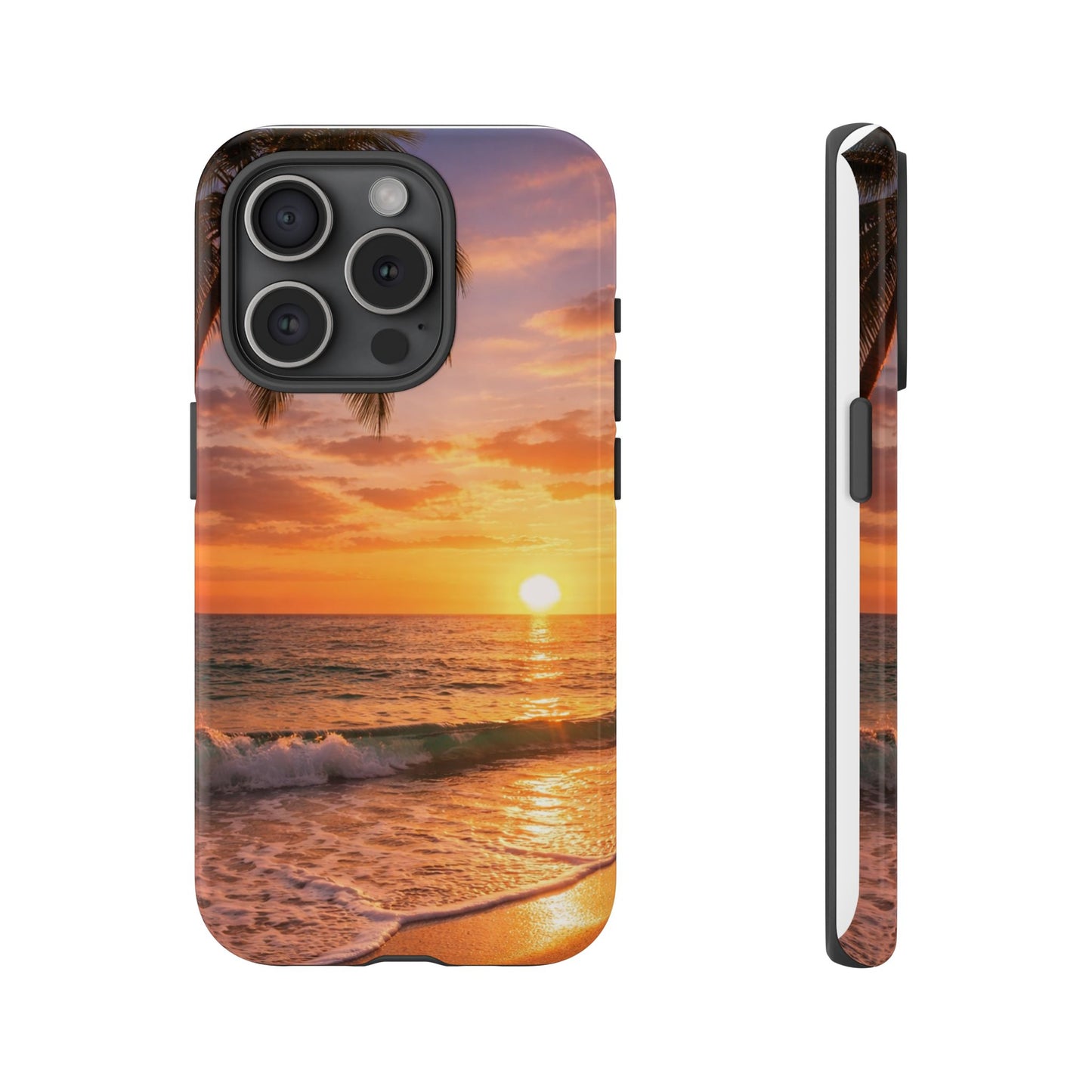 Golden Hour Beach Case — Tropical Palm Sunset Protective Case