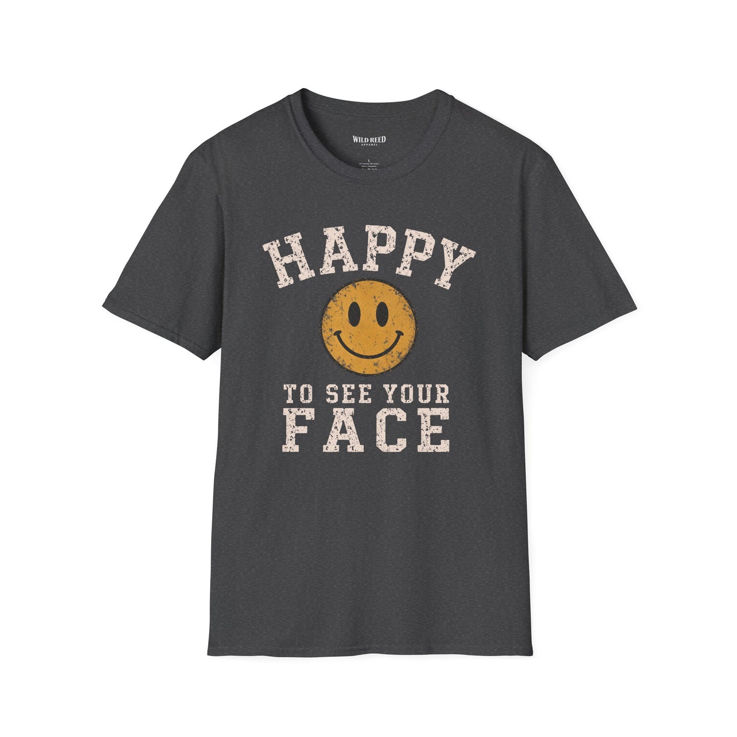 Happy to See Your Face Teacher Shirt | Back to School Tee | Retro Smiley Graphic T-Shirt