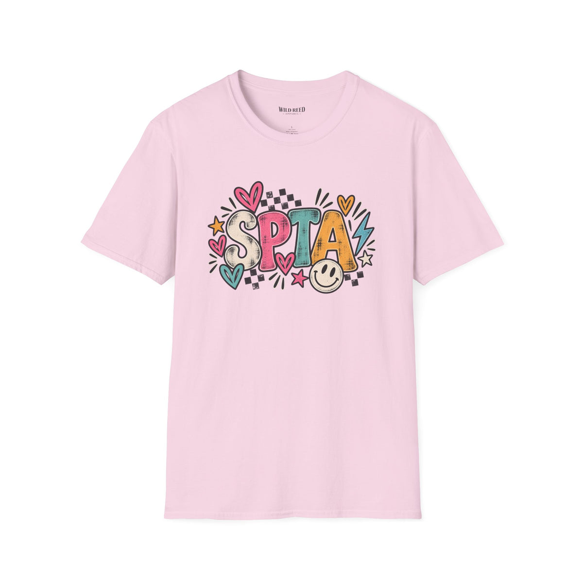 SPTA Retro Checkerboard Graphic Tee | School Support Staff Shirt