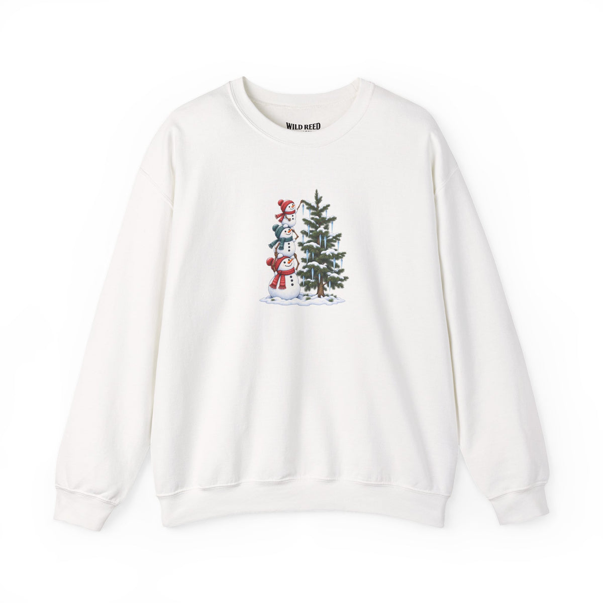 Snowmen Decorating Christmas Tree Sweatshirt | Cute Holiday Crewneck