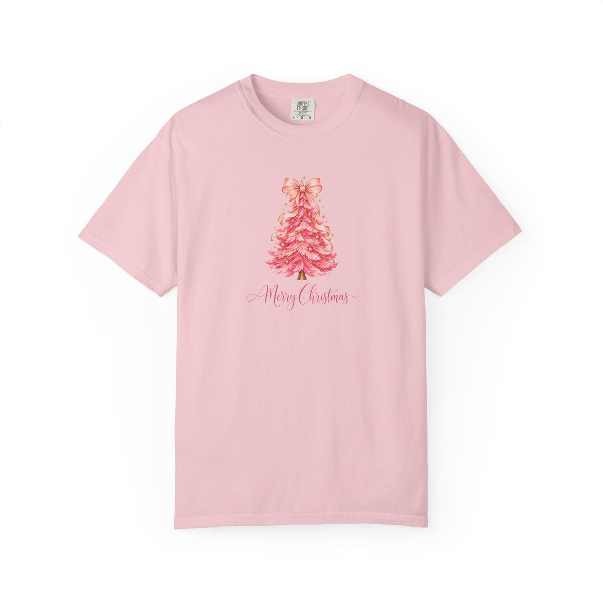 Pink Christmas Tree Graphic Tee | Merry Christmas Comfort Colors Shirt