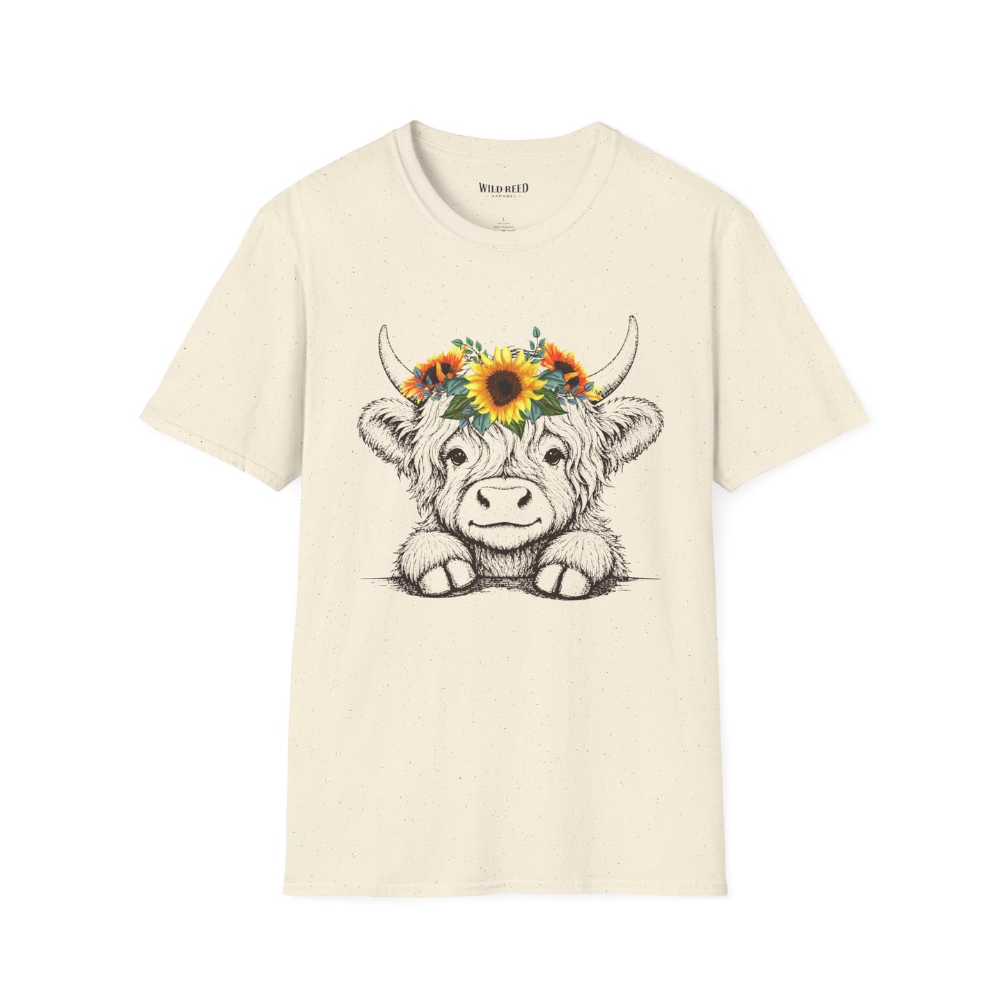 Highland Cow Sunflower Crown T-Shirt | Cute Floral Cow Graphic Tee | Farmhouse Western Shirt | Country Girl Gift
