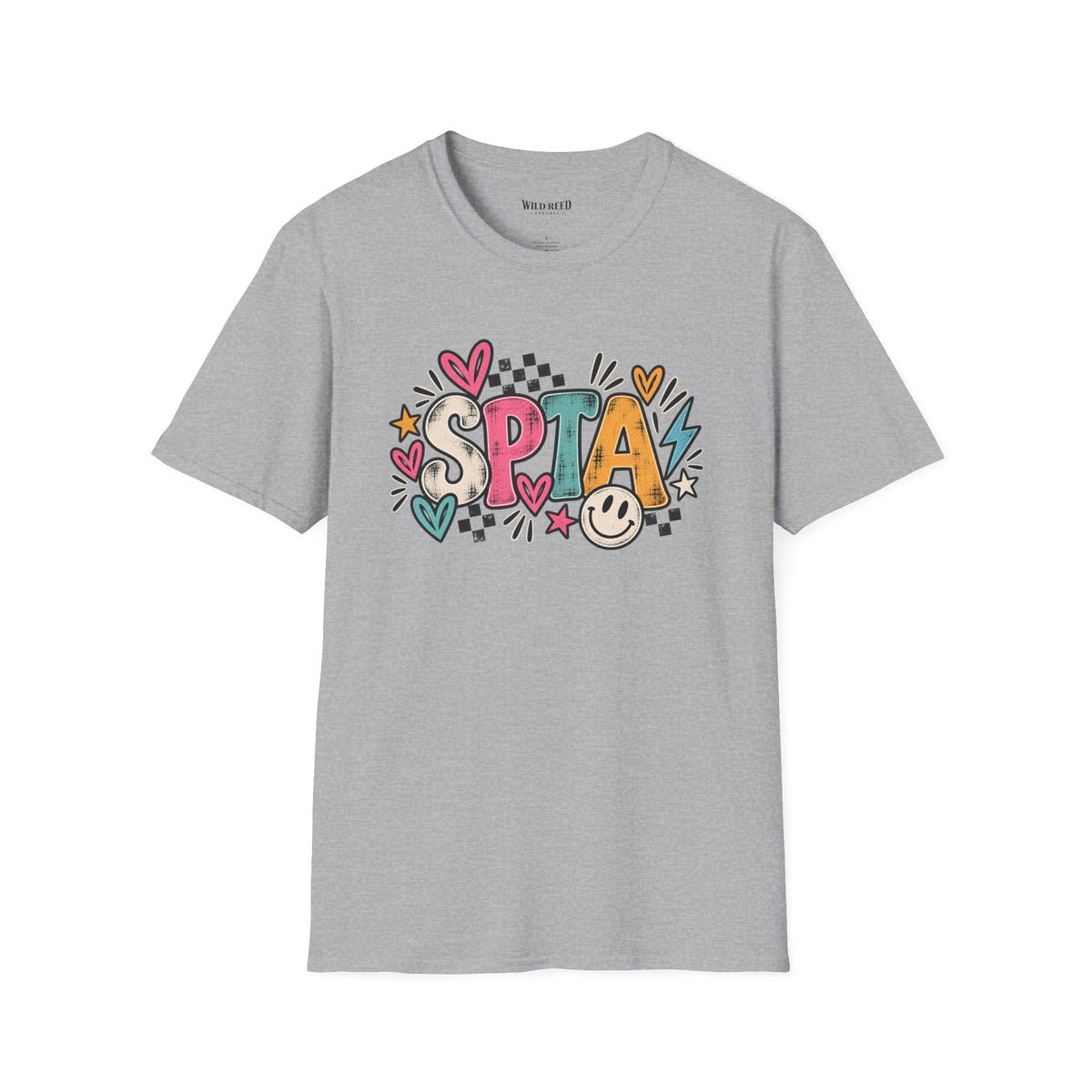 SPTA Retro Checkerboard Graphic Tee | School Support Staff Shirt