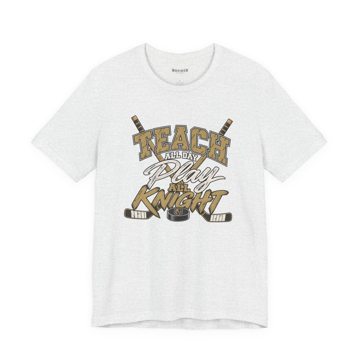 Teach All Day Play All Knight Shirt, Teacher Hockey Tee, Funny Teacher Shirt, Bella Canvas 3001, Teacher Gift, Wild Reed Apparel