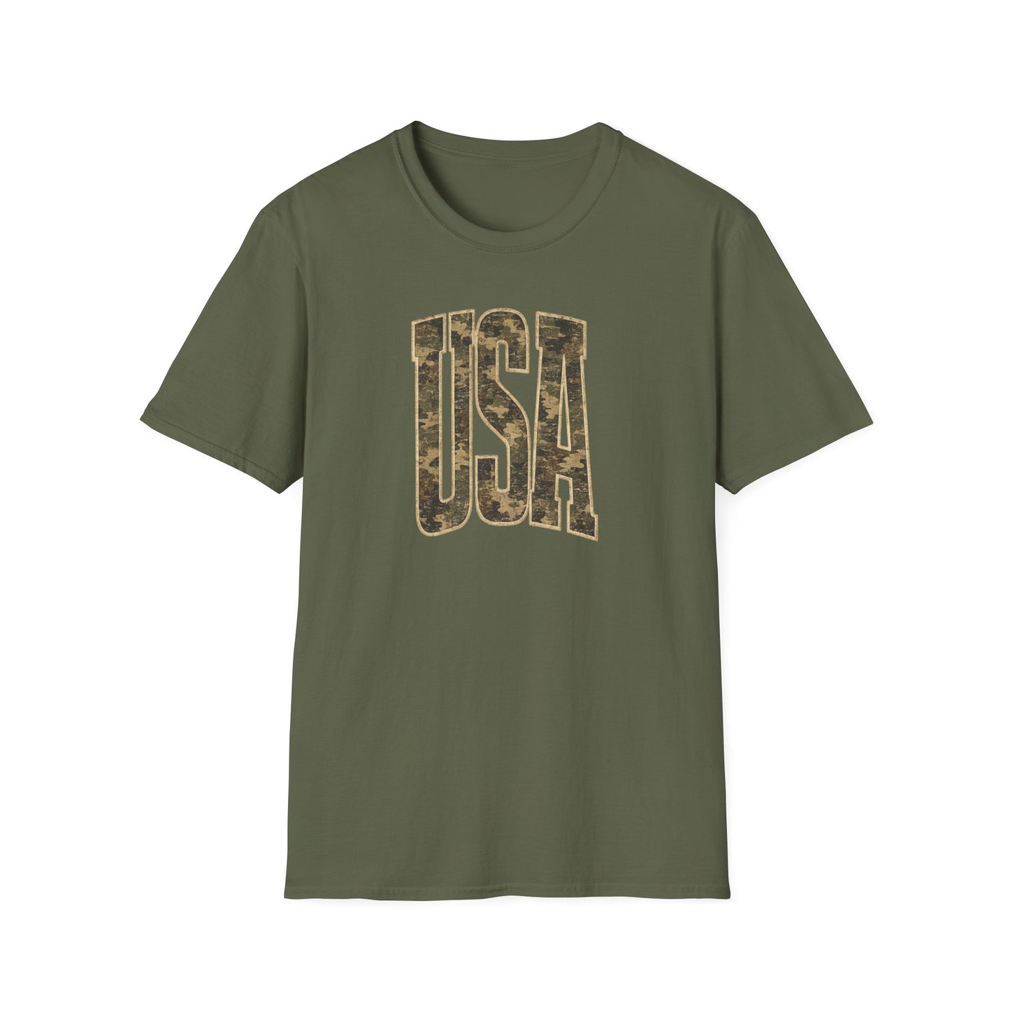 USA Vintage Camo Graphic T-Shirt | Patriotic Distressed USA Tee | Softstyle Unisex Shirt
