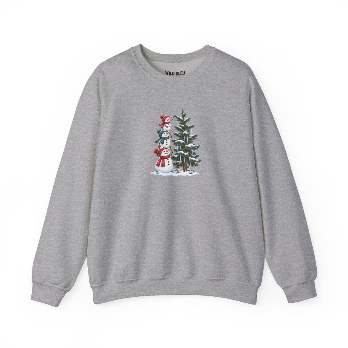 Snowmen Decorating Christmas Tree Sweatshirt | Cute Holiday Crewneck
