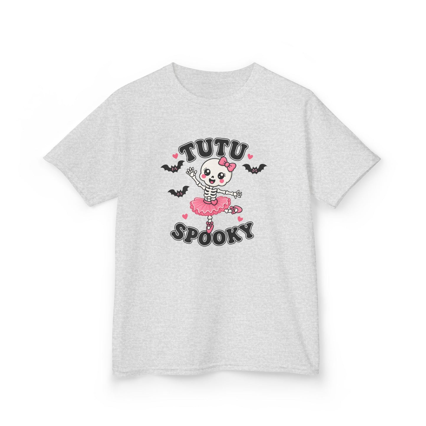 Tutu Spooky Kids Halloween T-Shirt | Cute Skeleton Ballerina Shirt | Girls Pink Halloween Tee