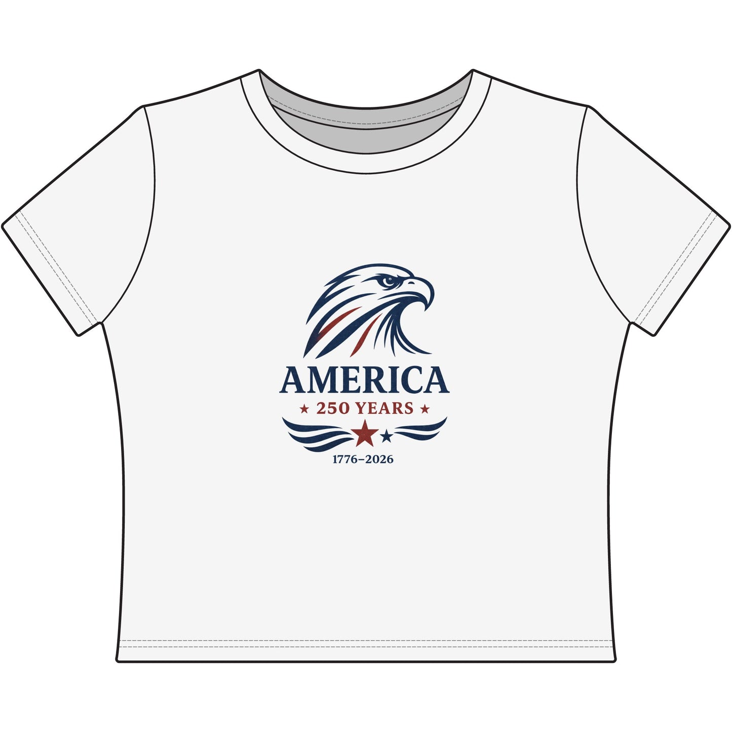 America 250 Years Cropped Baby Tee • Minimal Patriotic Shirt • USA 1776 2026 Tee • Modern Americana Crop Top