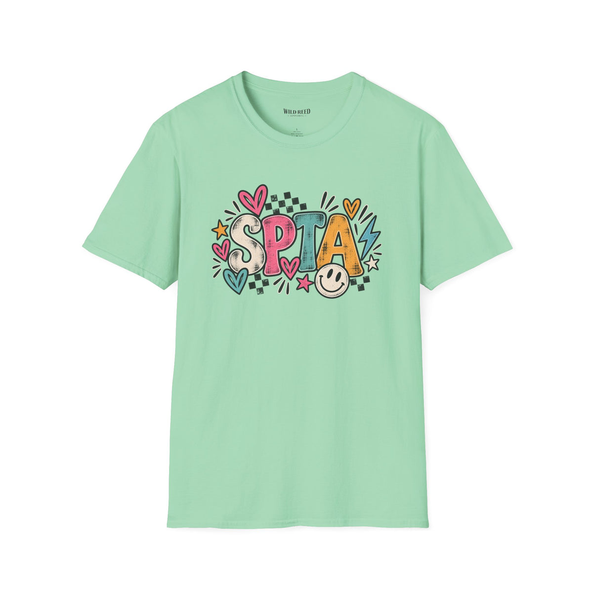 SPTA Retro Checkerboard Graphic Tee | School Support Staff Shirt