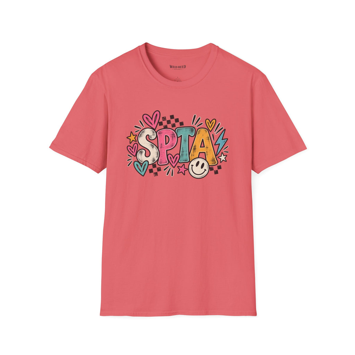 SPTA Retro Checkerboard Graphic Tee | School Support Staff Shirt