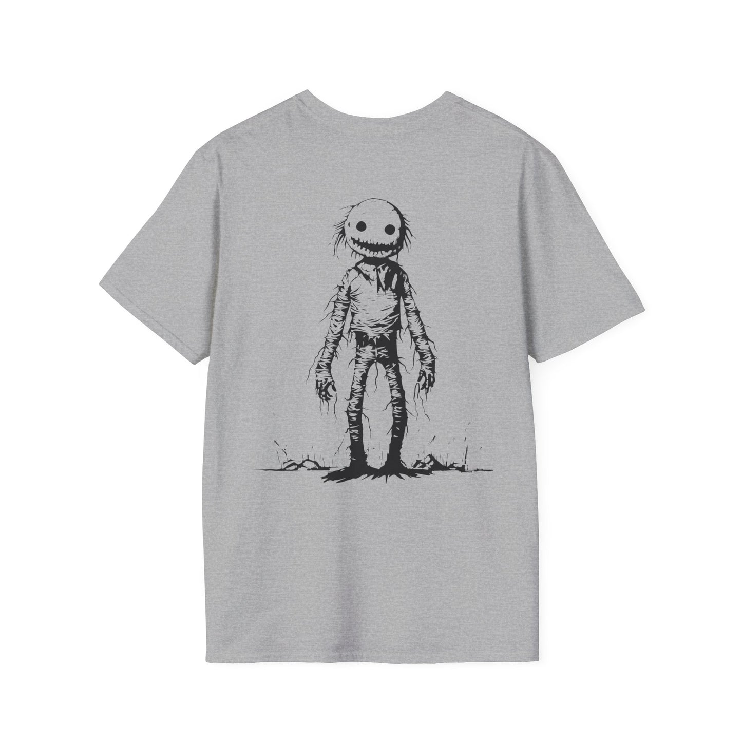 Wild Reed Apparel Creepy Monster Halloween Shirt | Vintage Horror Graphic Tee | Double-Sided Spooky Season T-Shirt