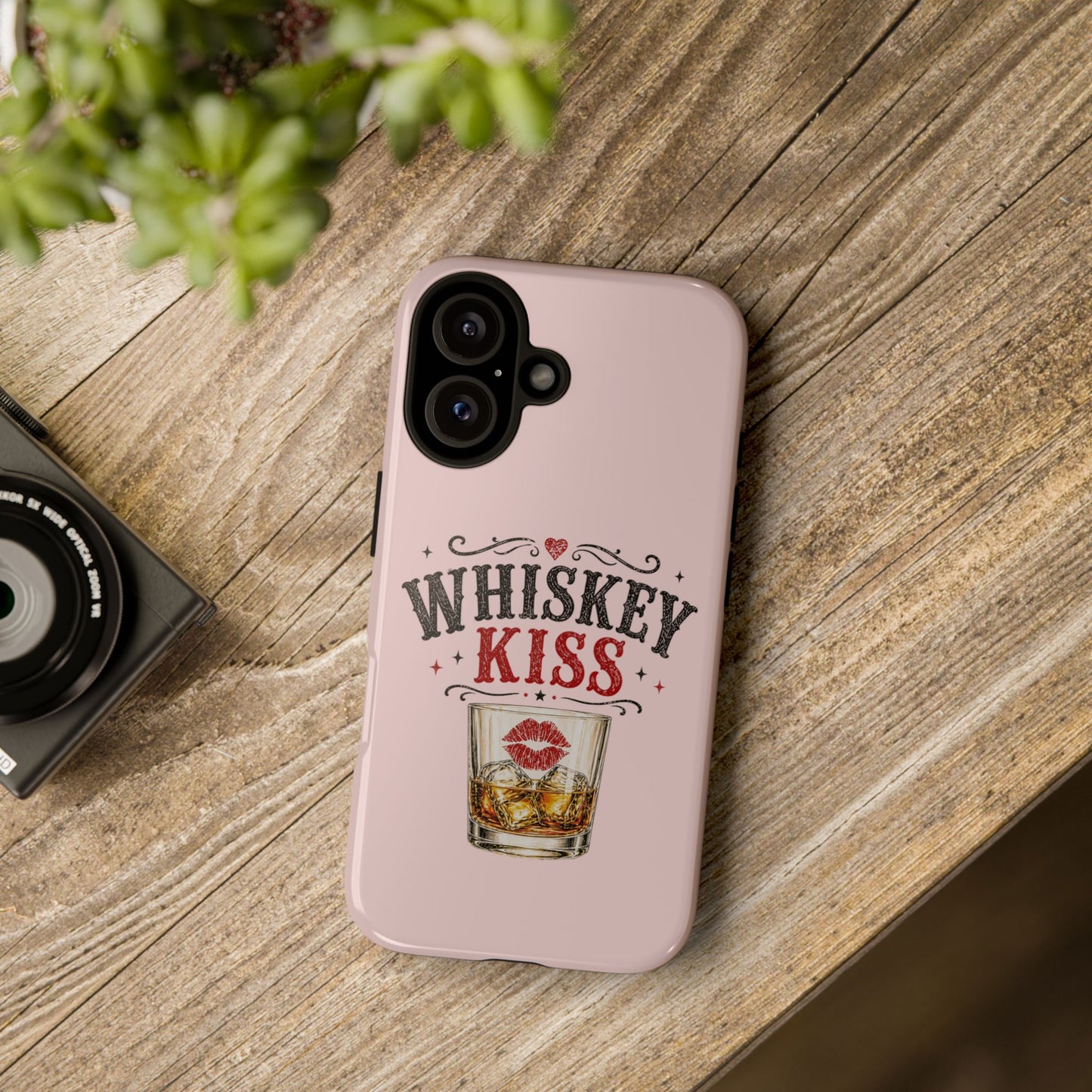 Whiskey Kiss Phone Case, Western Cowgirl Phone Case, Country Girl iPhone & Samsung Case, Cute Whiskey Lover Gift, Matte or Glossy