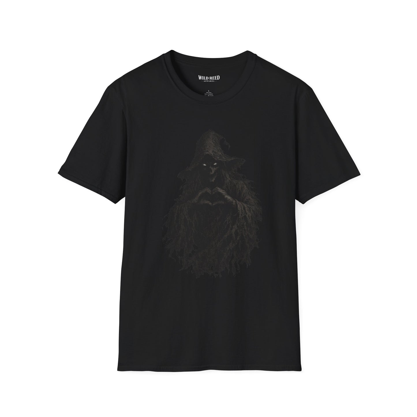 Scary Ghost Heart Hands Stealth Black-on-Black Graphic Tee