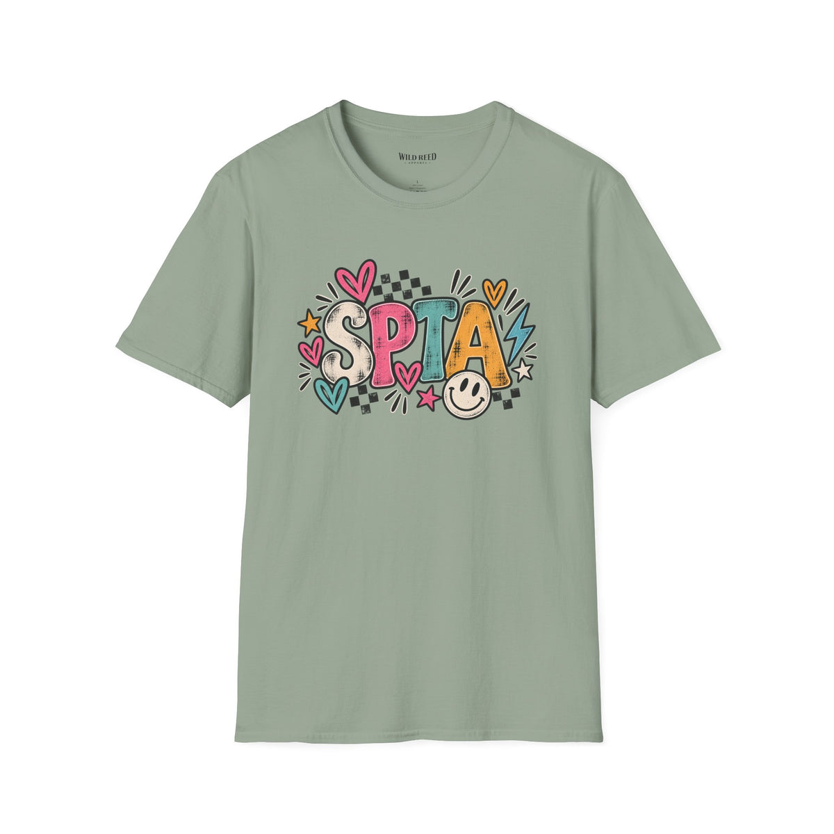 SPTA Retro Checkerboard Graphic Tee | School Support Staff Shirt