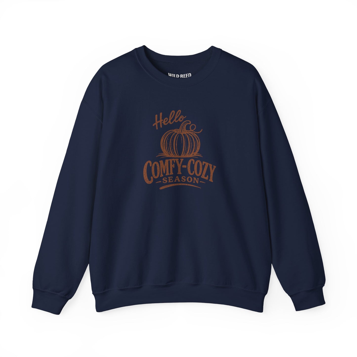 Hello Comfy-Cozy Season Vintage Pumpkin Sweatshirt | Cozy Fall Crewneck | Autumn Graphic Sweatshirt