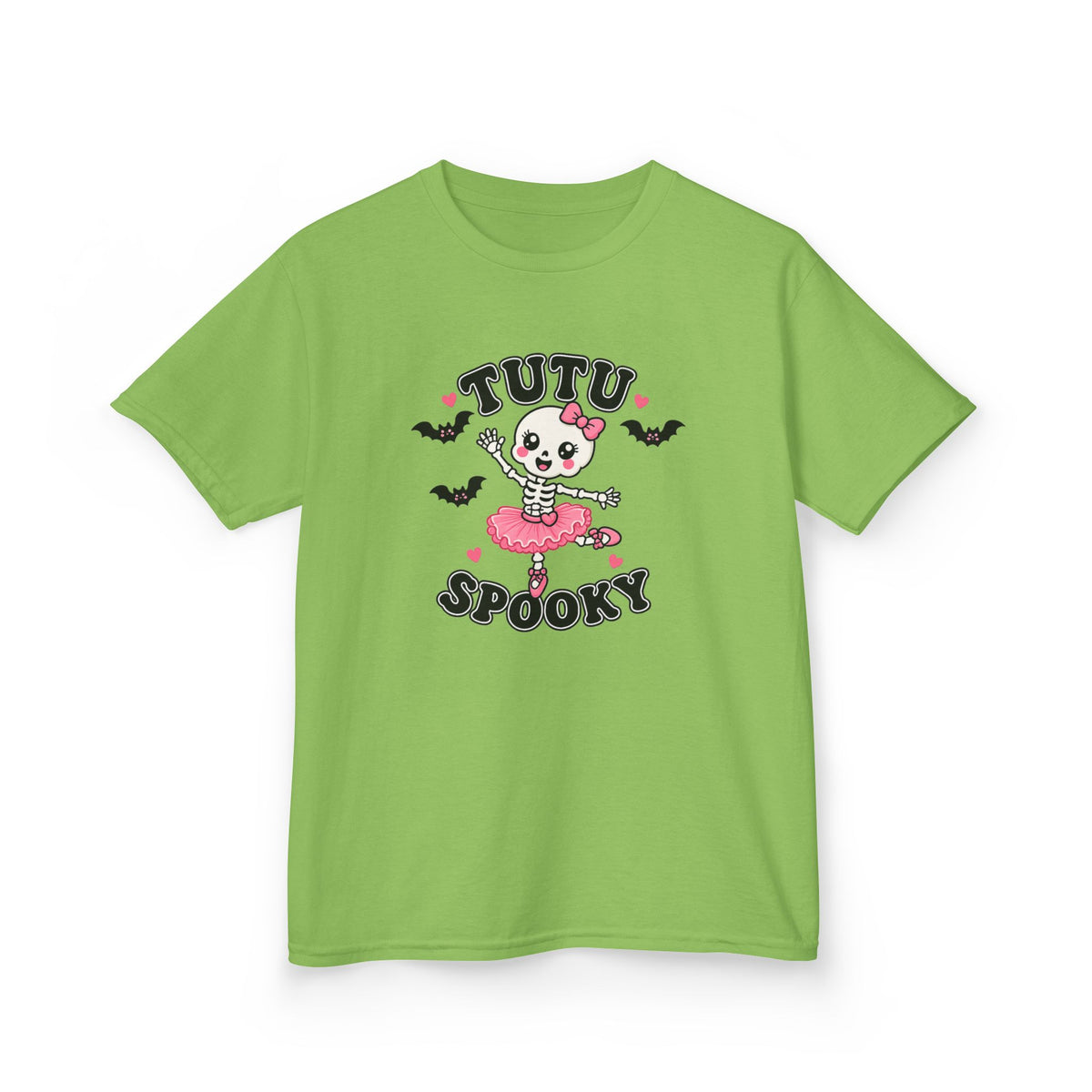 Tutu Spooky Kids Halloween T-Shirt | Cute Skeleton Ballerina Shirt | Girls Pink Halloween Tee