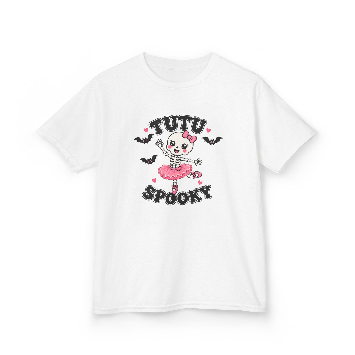 Tutu Spooky Kids Halloween T-Shirt | Cute Skeleton Ballerina Shirt | Girls Pink Halloween Tee