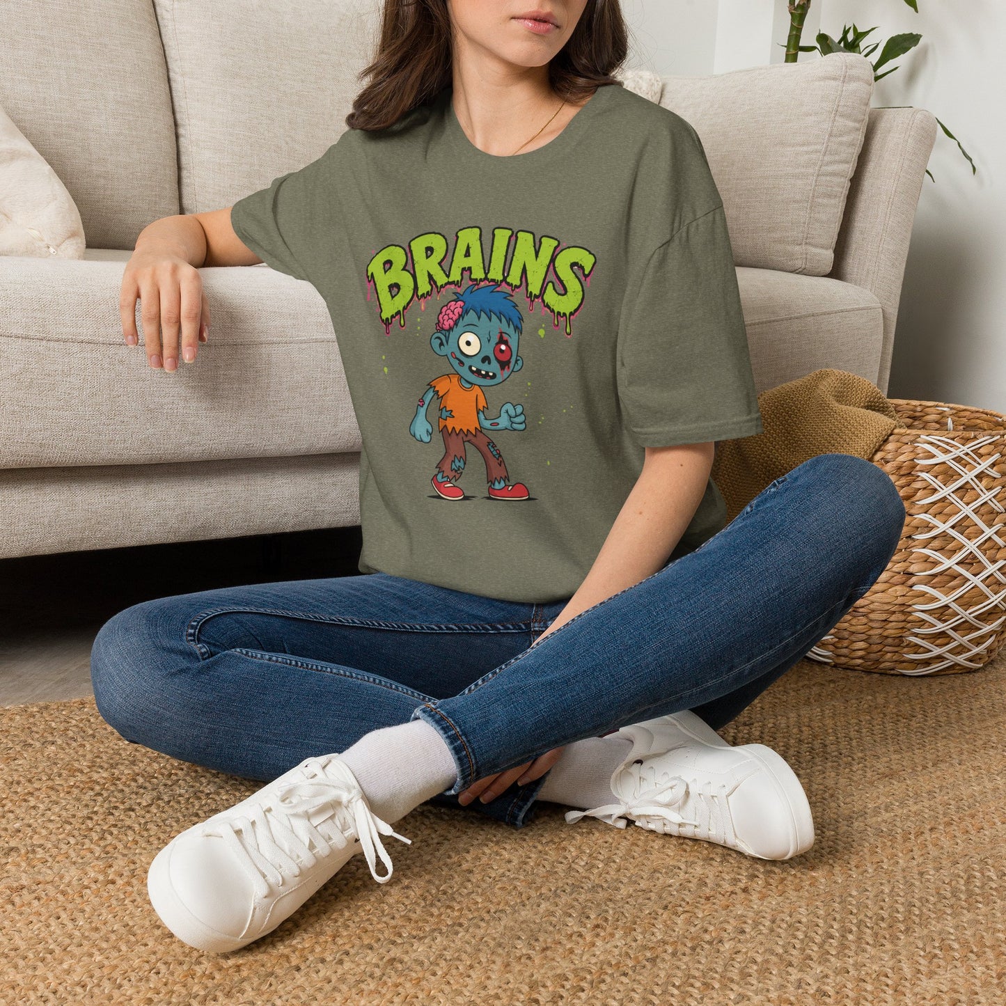 Brains Zombie Graphic Tee | Funny Halloween Shirt | Vintage Horror T-Shirt