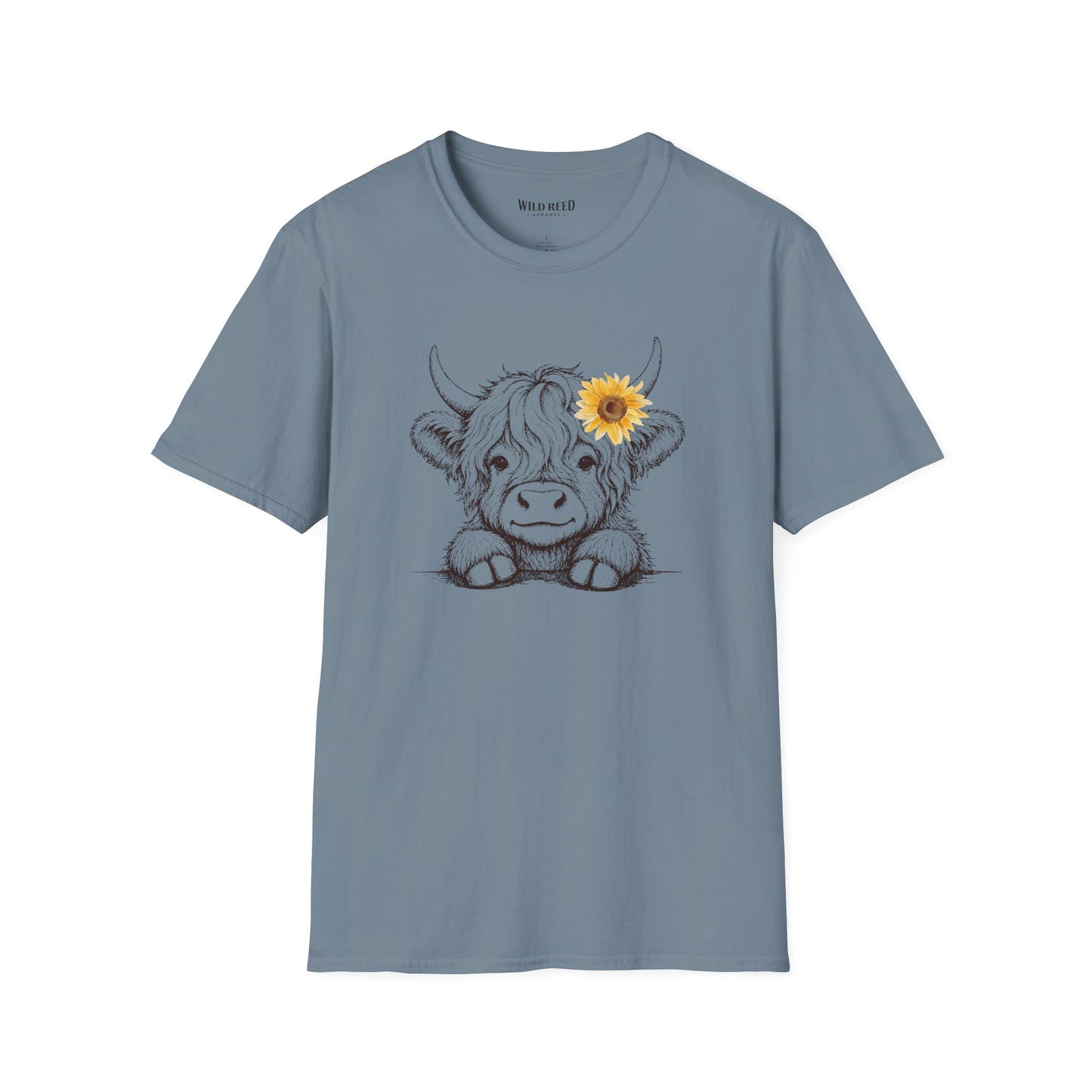 Baby Highland Cow Sunflower Graphic Tee | Cute Farmhouse Cow Shirt | Wild Reed Apparel