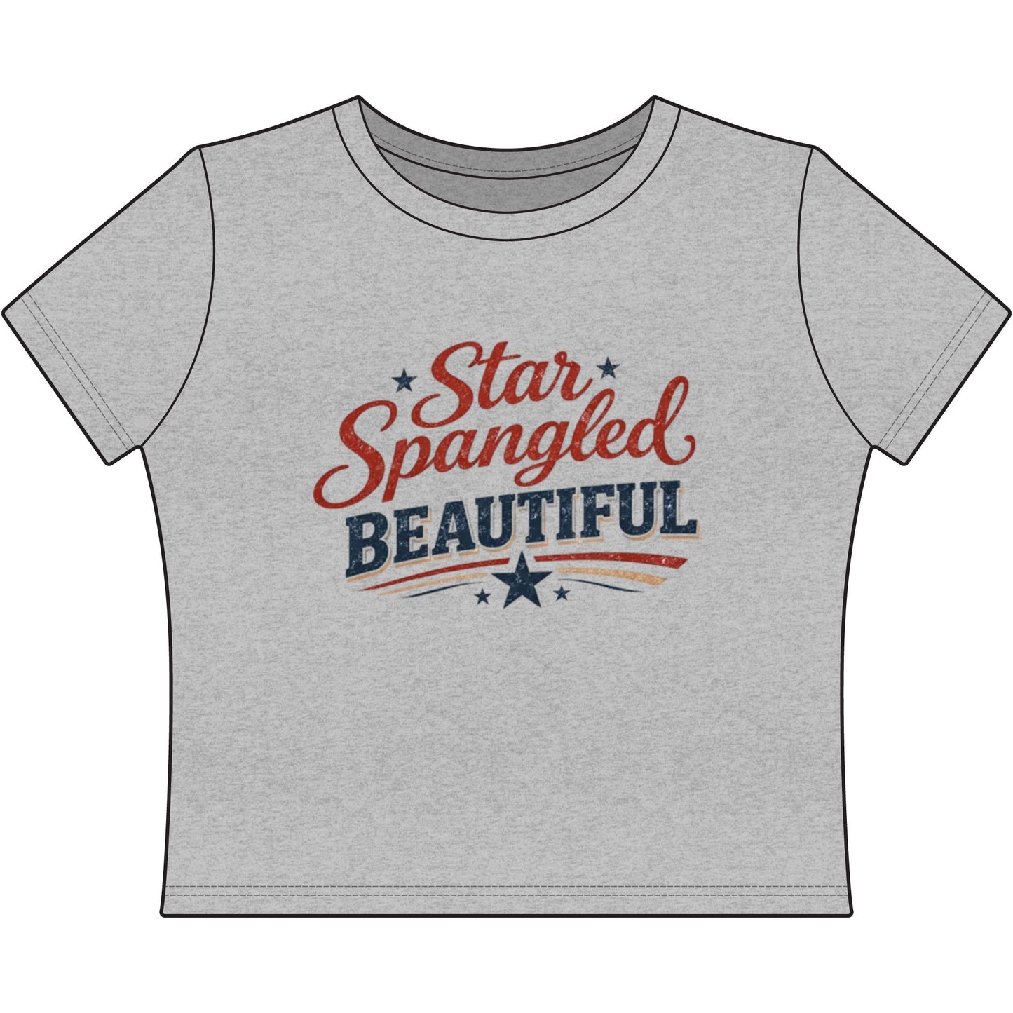 Star Spangled Beautiful Cropped Tee • Patriotic Graphic Baby Tee for Women
