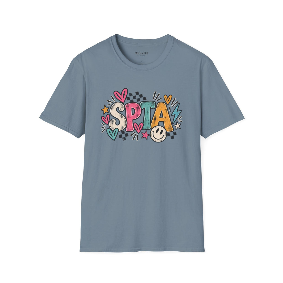 SPTA Retro Checkerboard Graphic Tee | School Support Staff Shirt