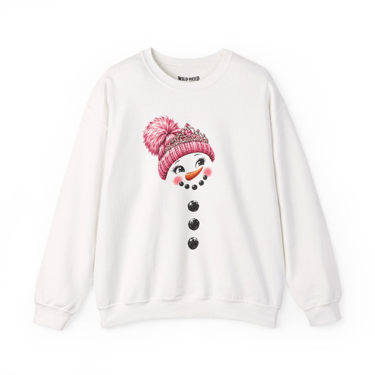 Pink Tiara Snowman Face Crewneck Sweatshirt