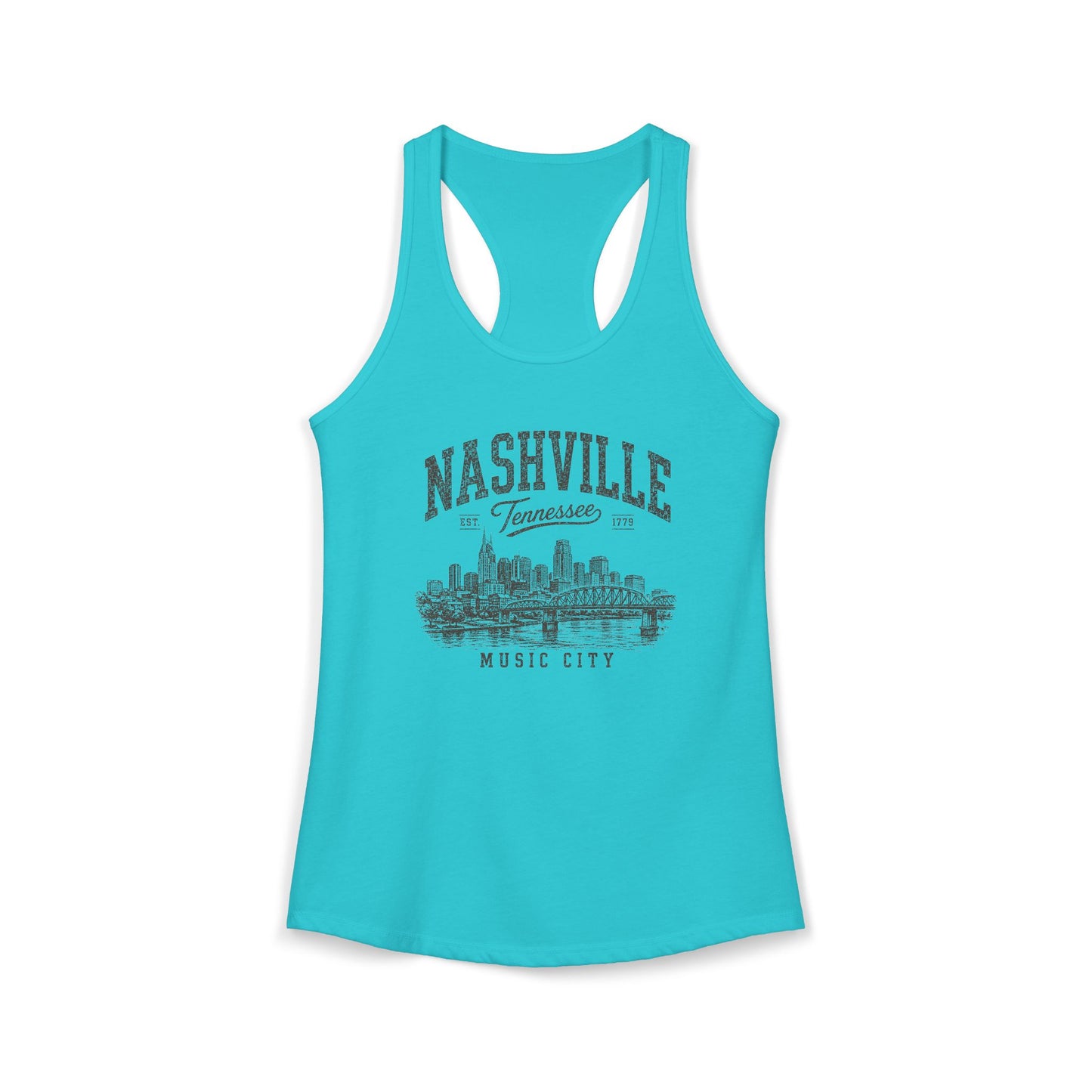 Wild Reed Apparel Nashville Tennessee Tank Top | Music City Vintage Graphic Racerback Tank