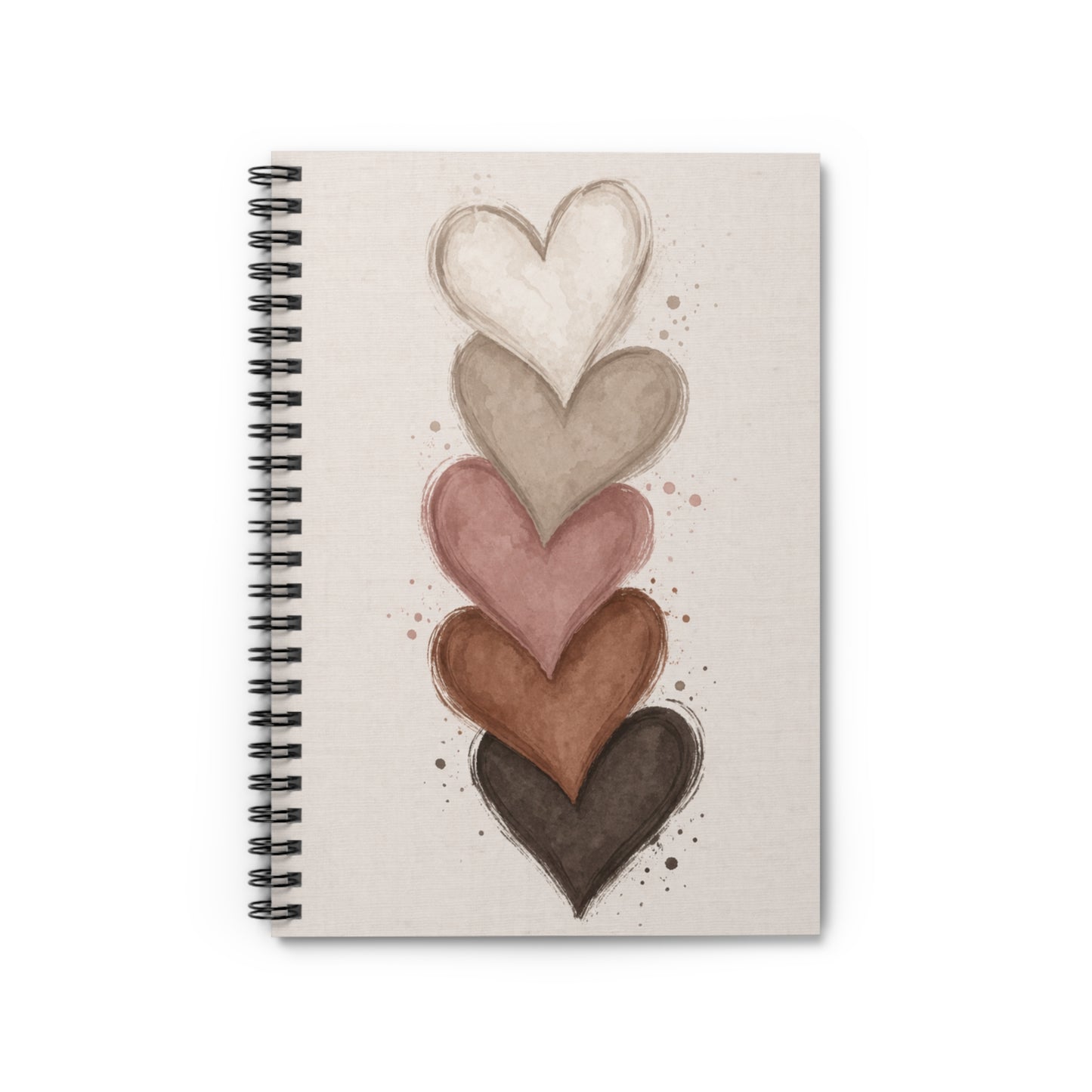 Neutral Boho Journal, Minimalist Heart Journal, Stacked Hearts Notebook, Aesthetic Journal, Self Care Journal, Gift for Her