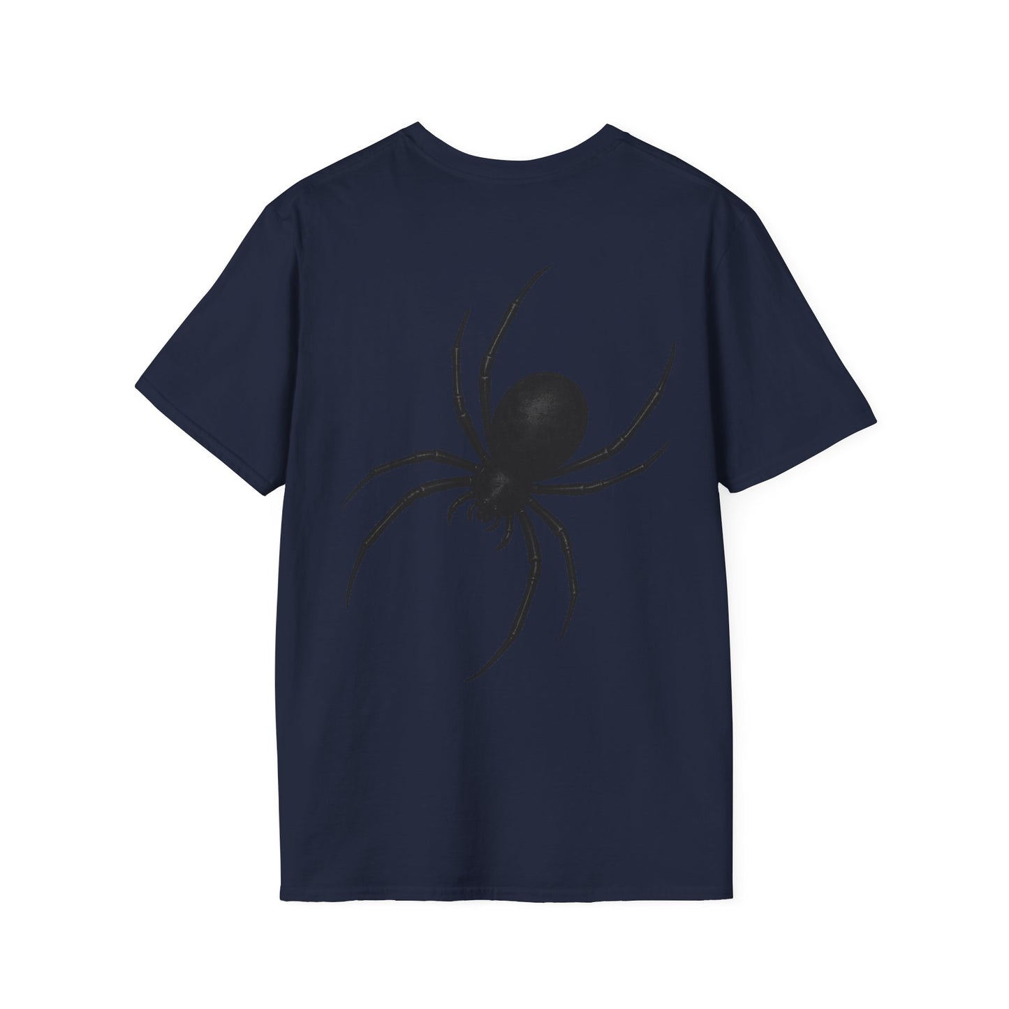 Black Spider T-Shirt – Stealth Halloween Front and Back Graphic Tee