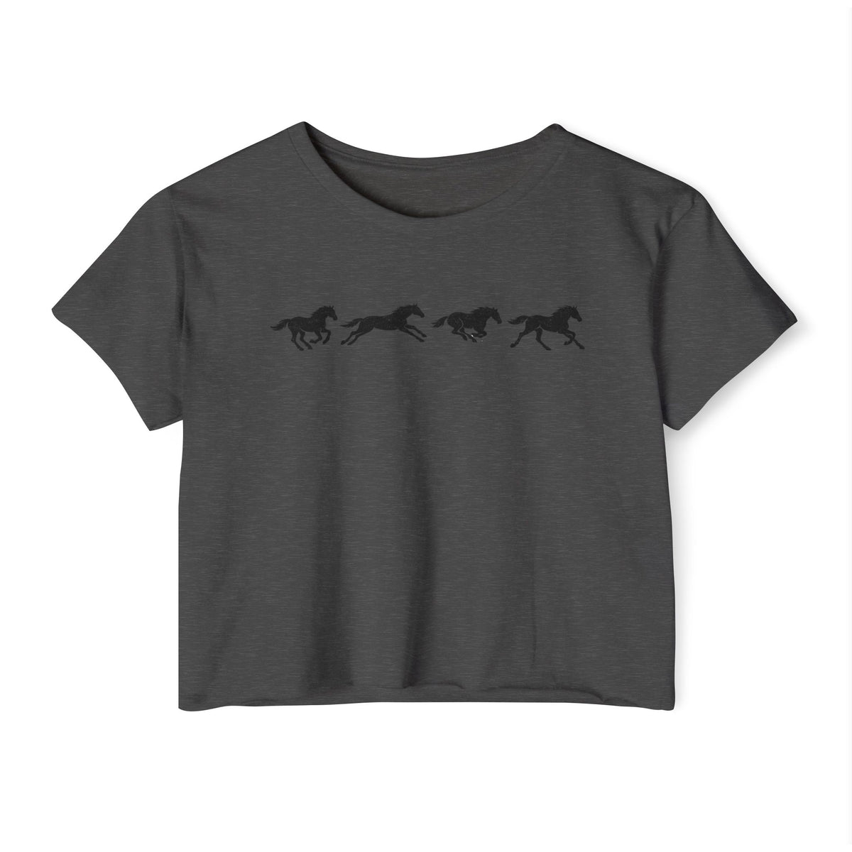 Running Horses Vintage Western Crop Top