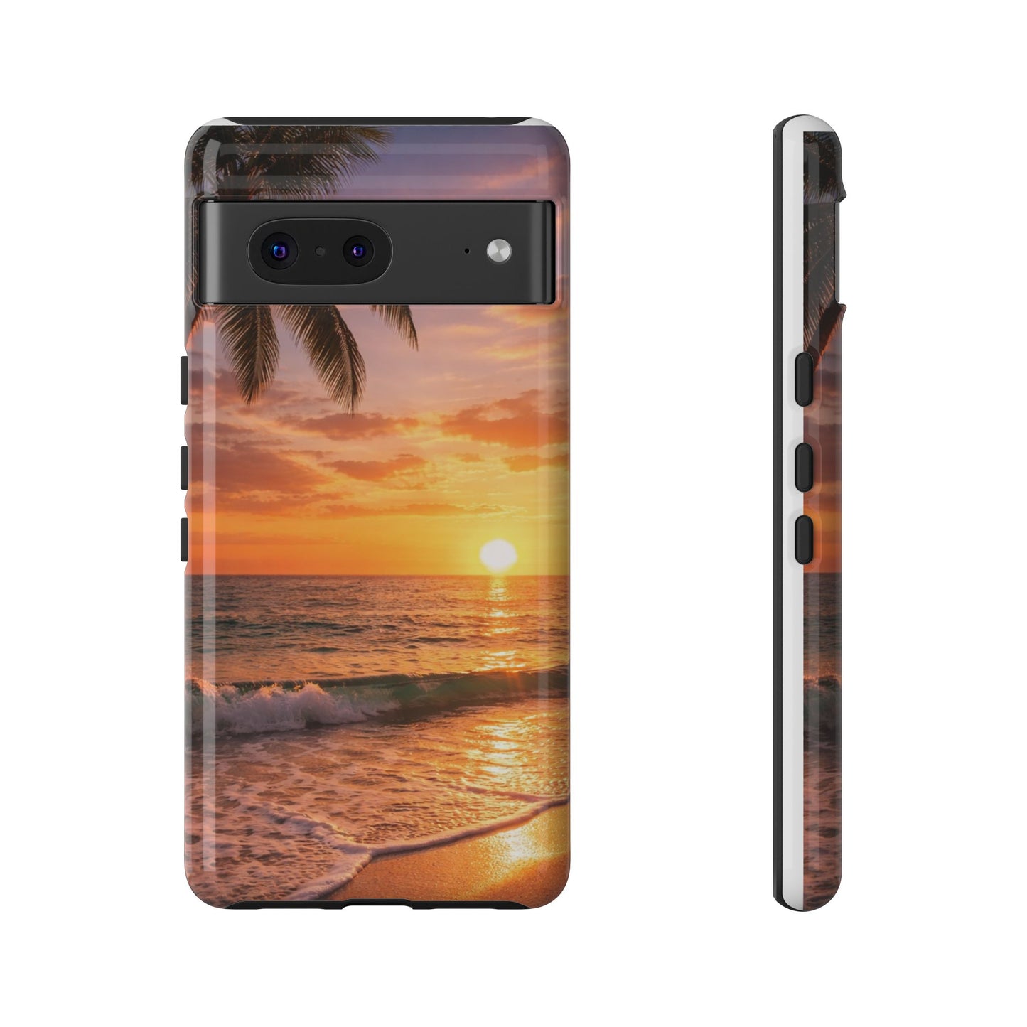 Golden Hour Beach Case — Tropical Palm Sunset Protective Case