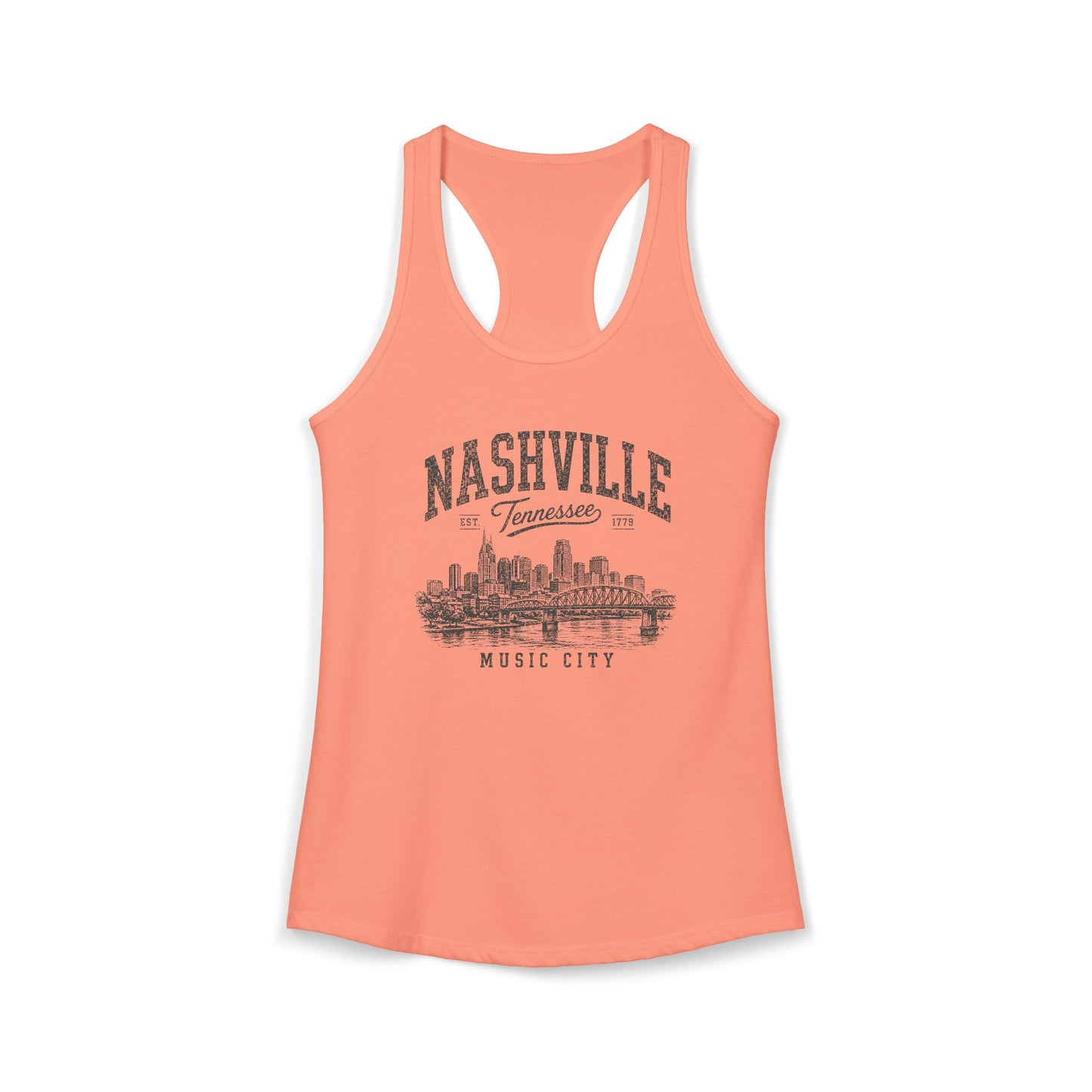 Wild Reed Apparel Nashville Tennessee Tank Top | Music City Vintage Graphic Racerback Tank
