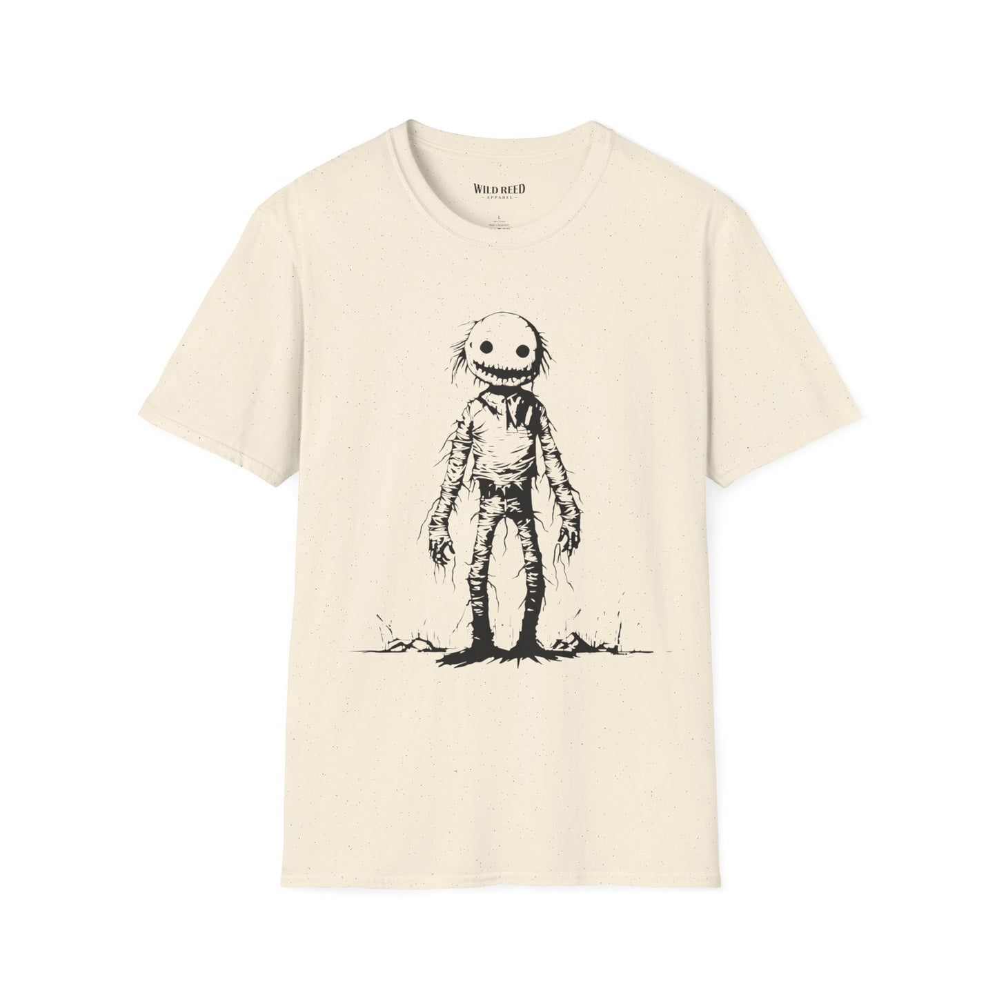 Wild Reed Apparel Creepy Smiley Monster Halloween Shirt | Vintage Horror Graphic Tee