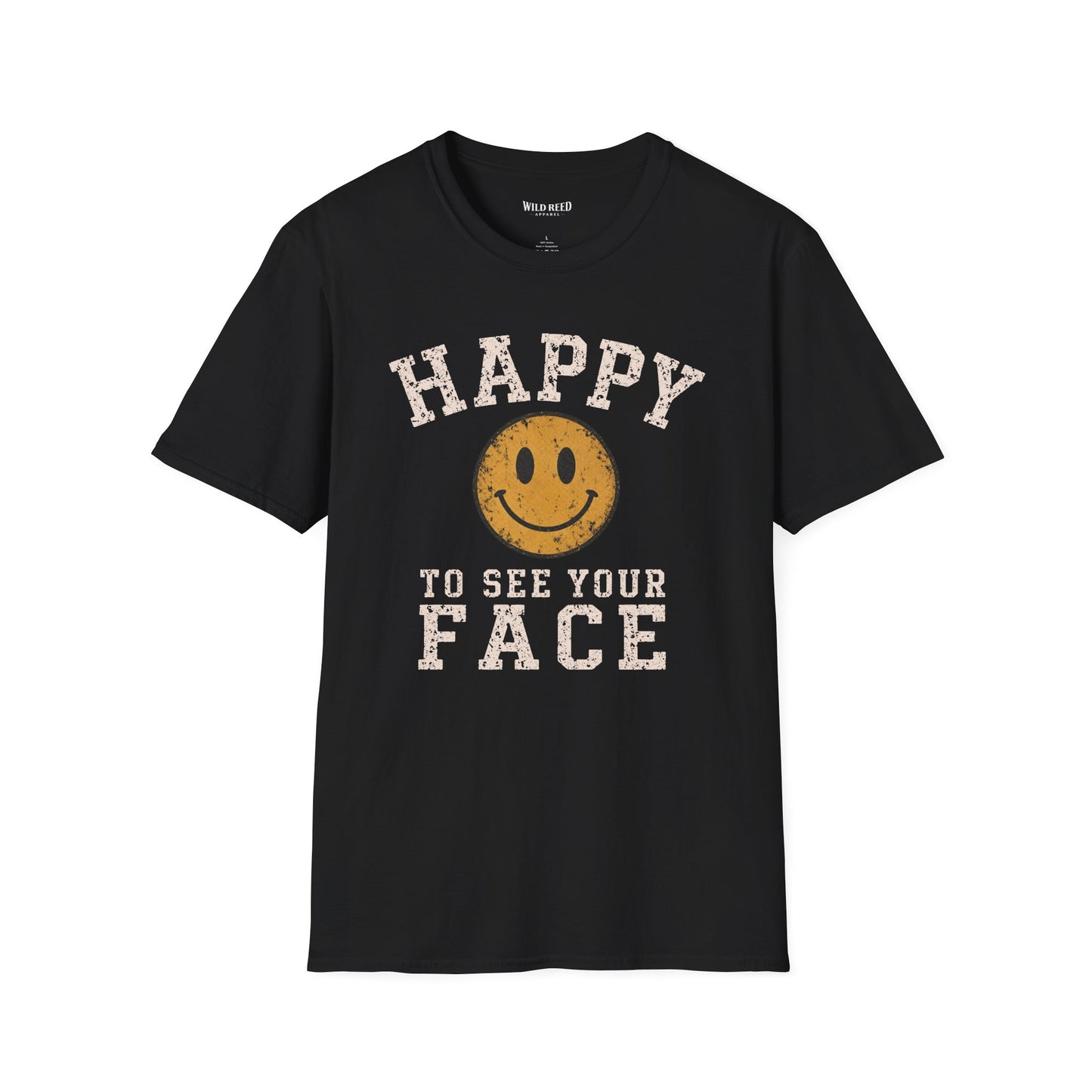 Happy to See Your Face Teacher Shirt | Back to School Tee | Retro Smiley Graphic T-Shirt