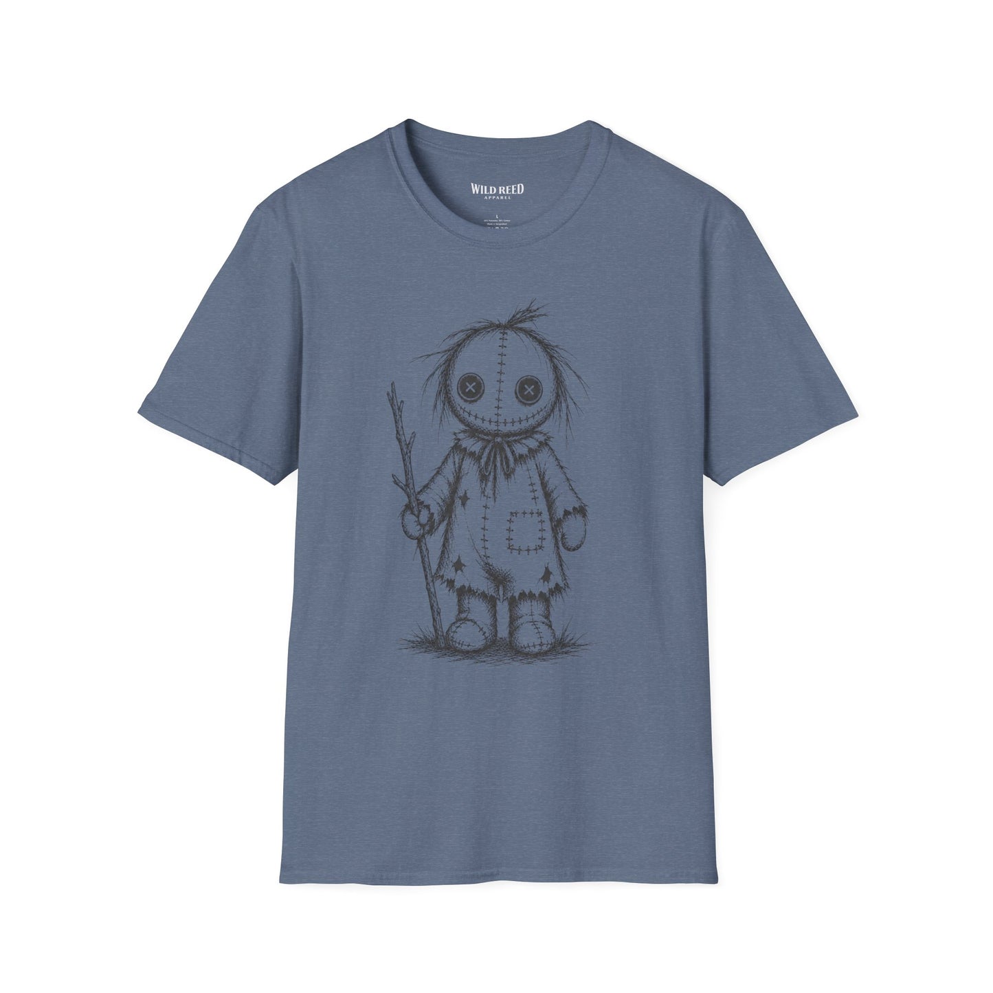 Wild Reed Apparel Creepy Ragdoll Halloween Shirt | Vintage Scarecrow Graphic Tee | Spooky Season Unisex T-Shirt