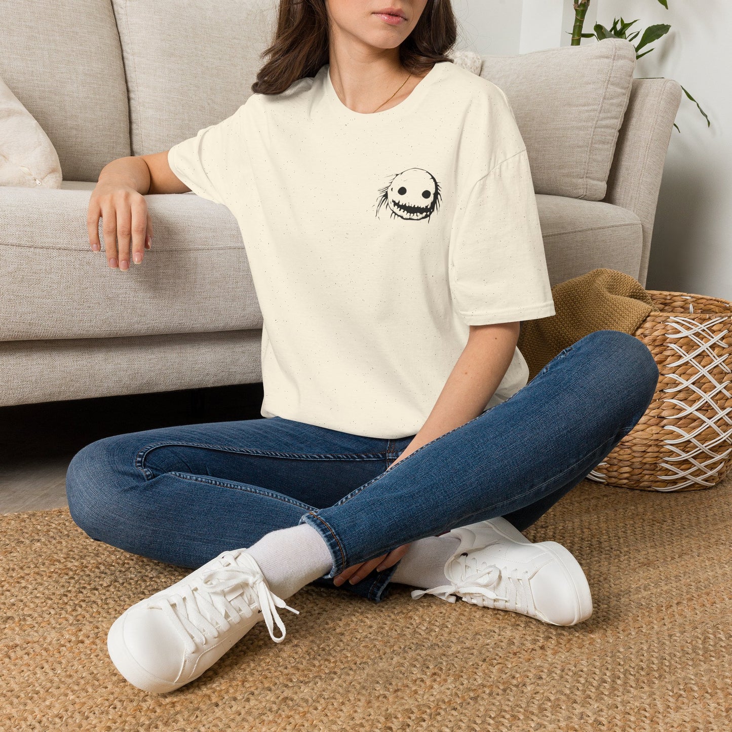 Wild Reed Apparel Creepy Monster Halloween Shirt | Vintage Horror Graphic Tee | Double-Sided Spooky Season T-Shirt