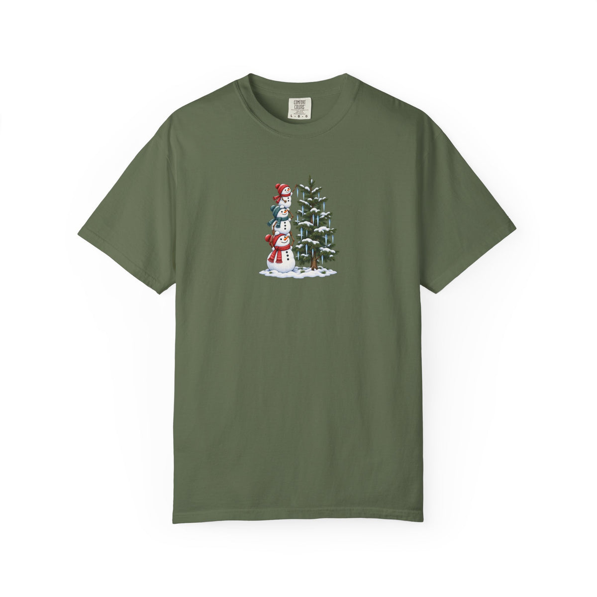 Snowmen Decorating Christmas Tree Graphic Tee | Cute Holiday Shirt