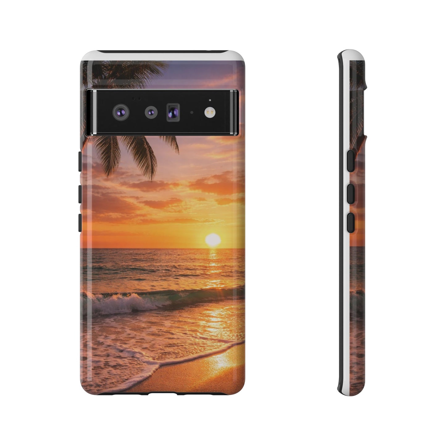 Golden Hour Beach Case — Tropical Palm Sunset Protective Case