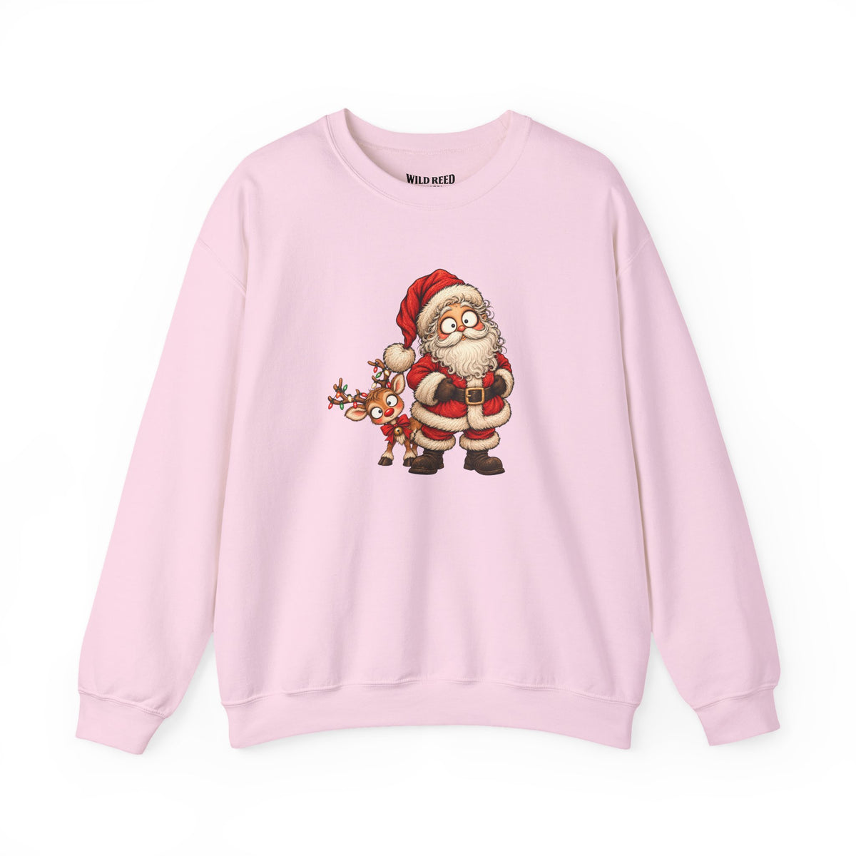 Vintage Santa & Reindeer Christmas Sweatshirt | Cute Retro Holiday Crewneck
